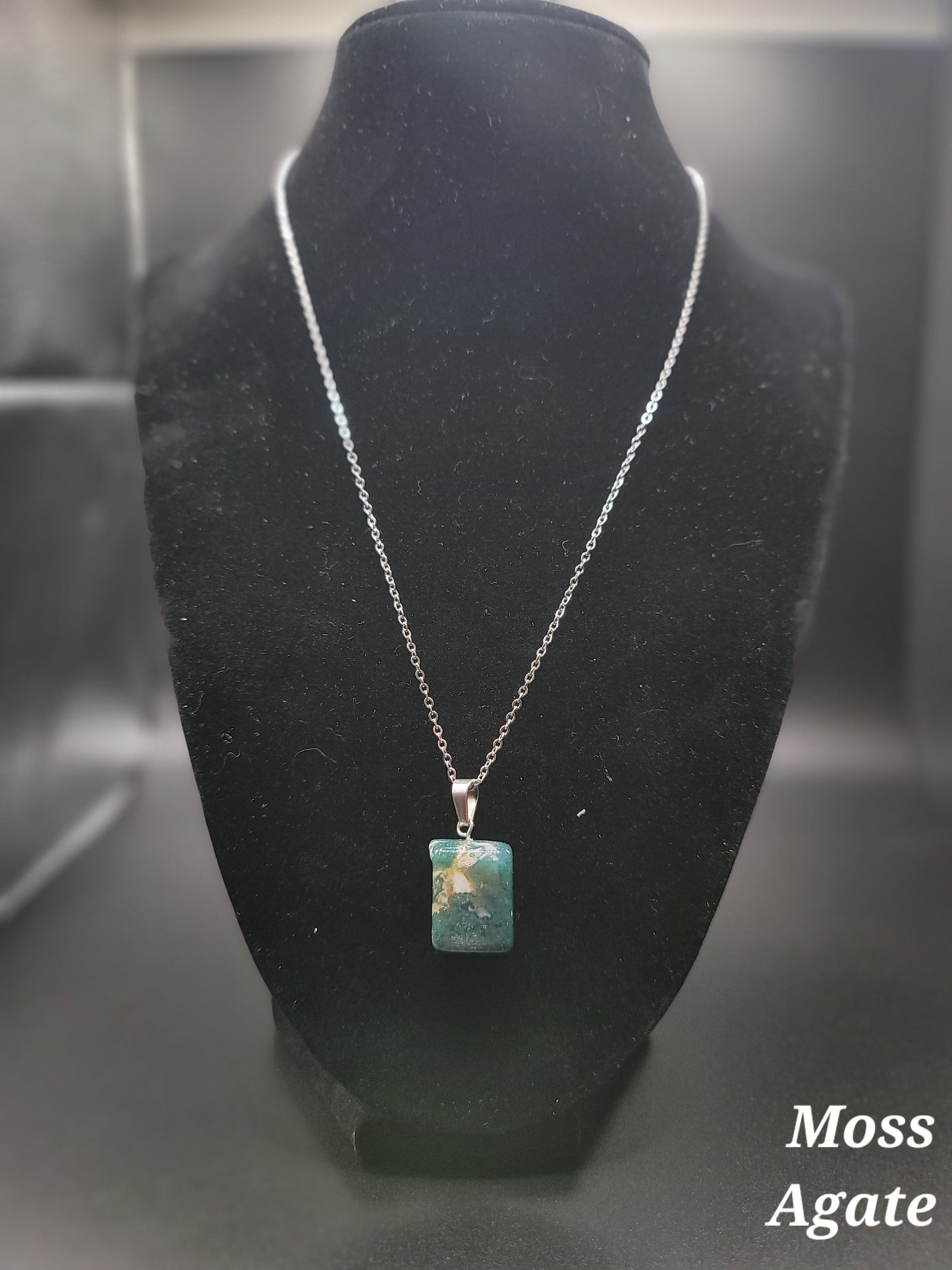 Gemstone Pendent - Stainless Steel Necklace