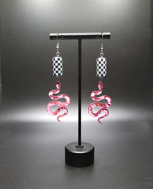 Hot Pink Snake Earrings