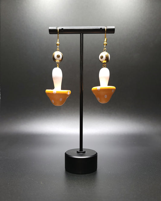 Hand-Painted Mushroom Earrings