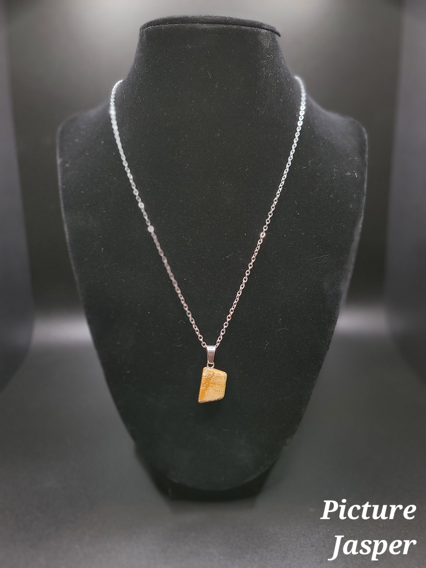 Gemstone Pendent - Stainless Steel Necklace