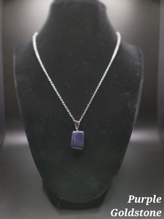 Gemstone Pendent - Stainless Steel Necklace