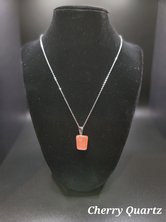 Gemstone Pendent - Stainless Steel Necklace